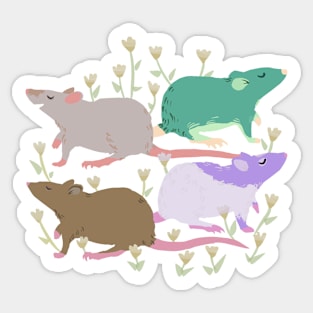 Gathering of Rats in Flowers v2 Sticker